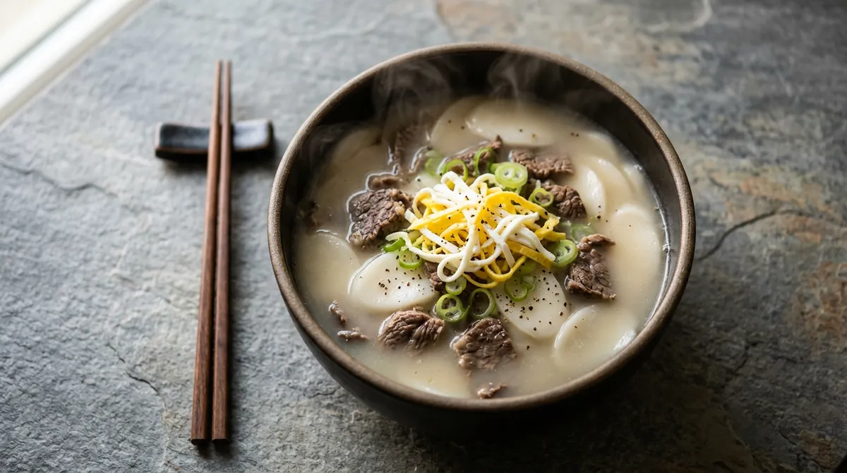떡국, 소고기 볶고 물로 한 번 졸이면 뽀얀 국물 나와요