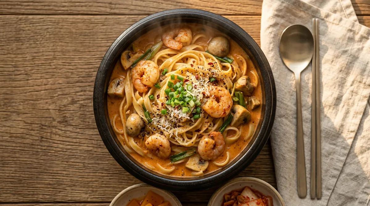 투움바 파스타, 오징어짬뽕 스프로 새우 마리네이드하면 감칠맛이 터져요