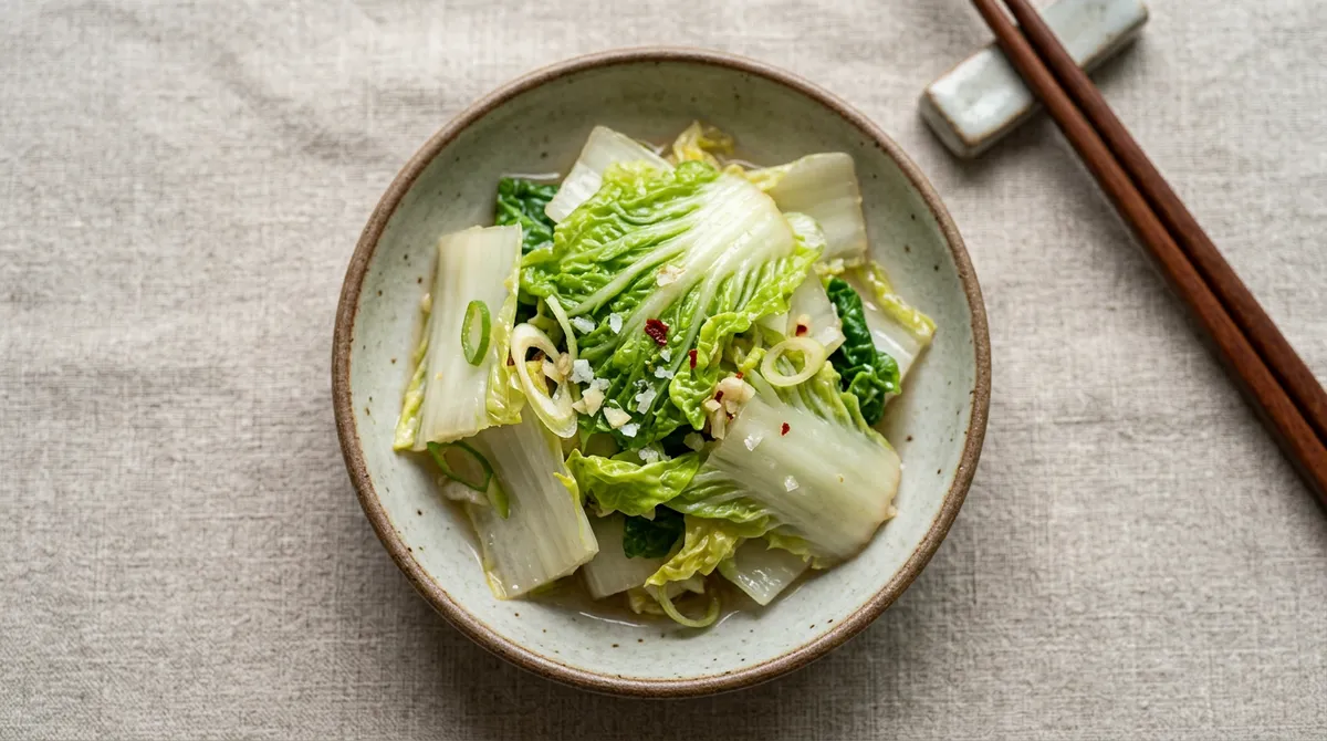 Winter Cabbage Namul - Blanch Stems and Leaves Separately to Keep It Crunchy