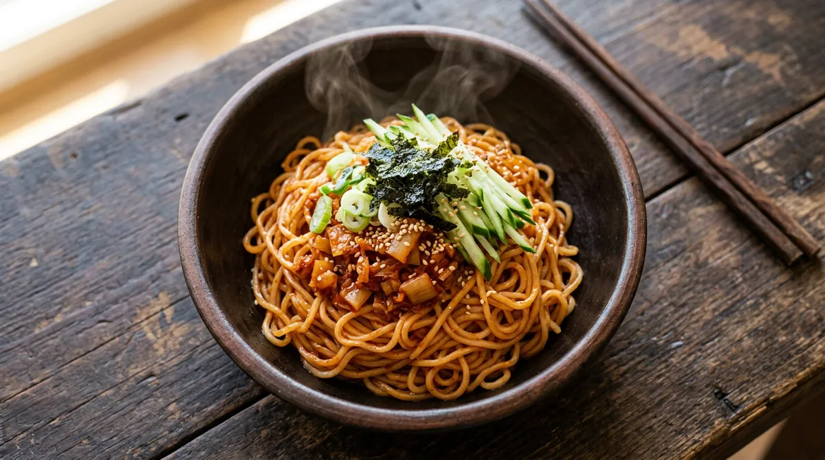 Kimchi Mixed Noodles, Making Seasoned Kimchi Separately and Mixing It In Feels Like a Real Late-Night Restaurant