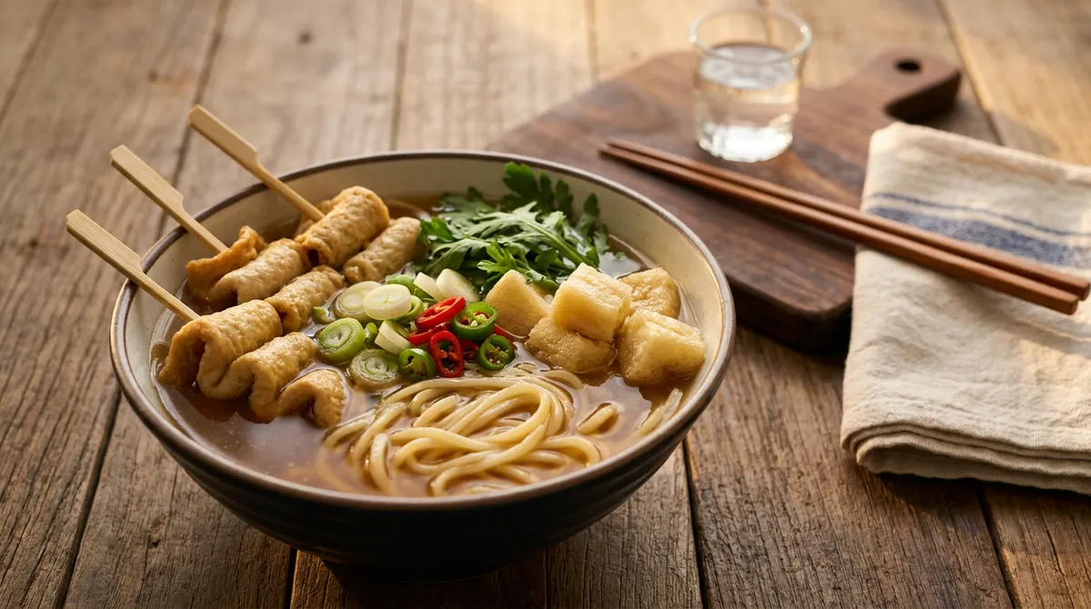 어묵 쫄우동, 육수 한 모금에 포장마차 생각나는 맛