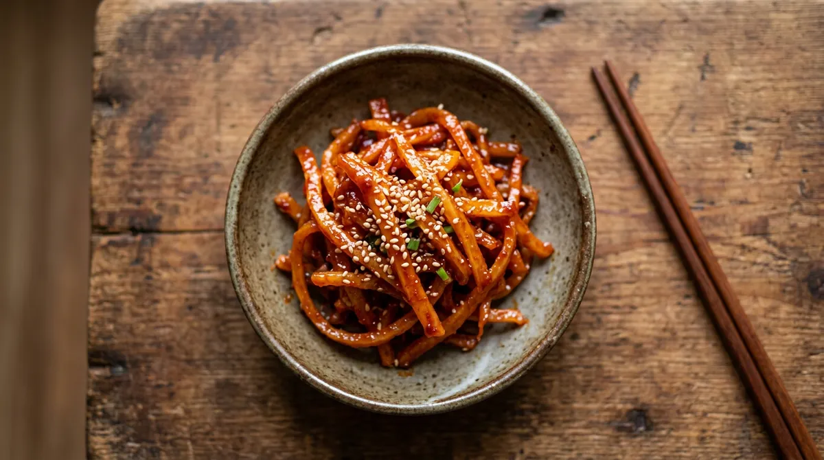 Spicy Dried Squid Salad - Coat with Sesame Oil First for Better Color and Flavor