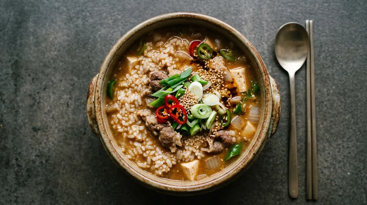 Doenjang Soju Rice - Stir-Fry Doenjang in a Clay Pot and Add Beef Brisket for Korean BBQ Flavor