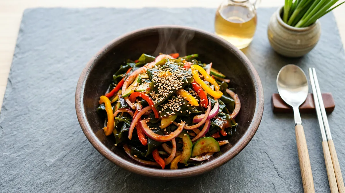 Seaweed Vinegar Salad, Blanching in Soju Gives It This Texture and Aroma