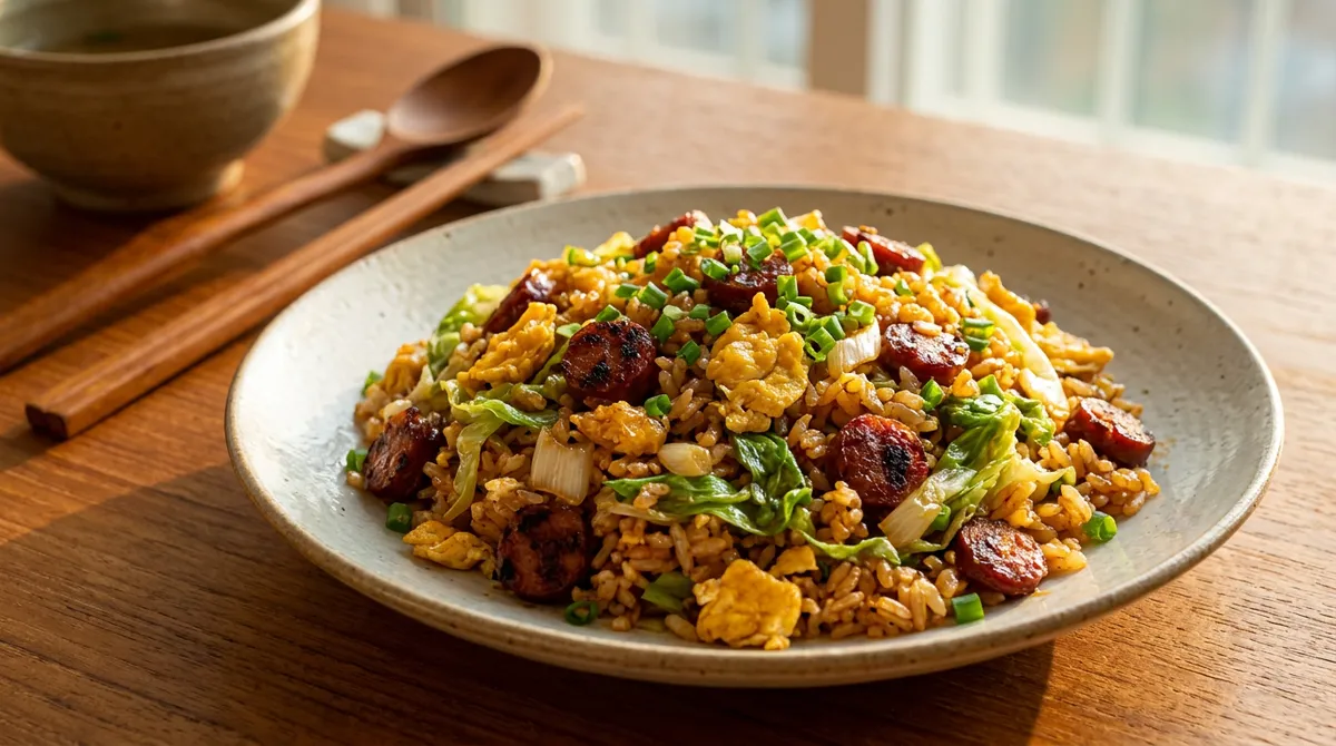 Chorizo Lettuce Egg Fried Rice - The Chorizo Oil Coats Every Grain of Rice