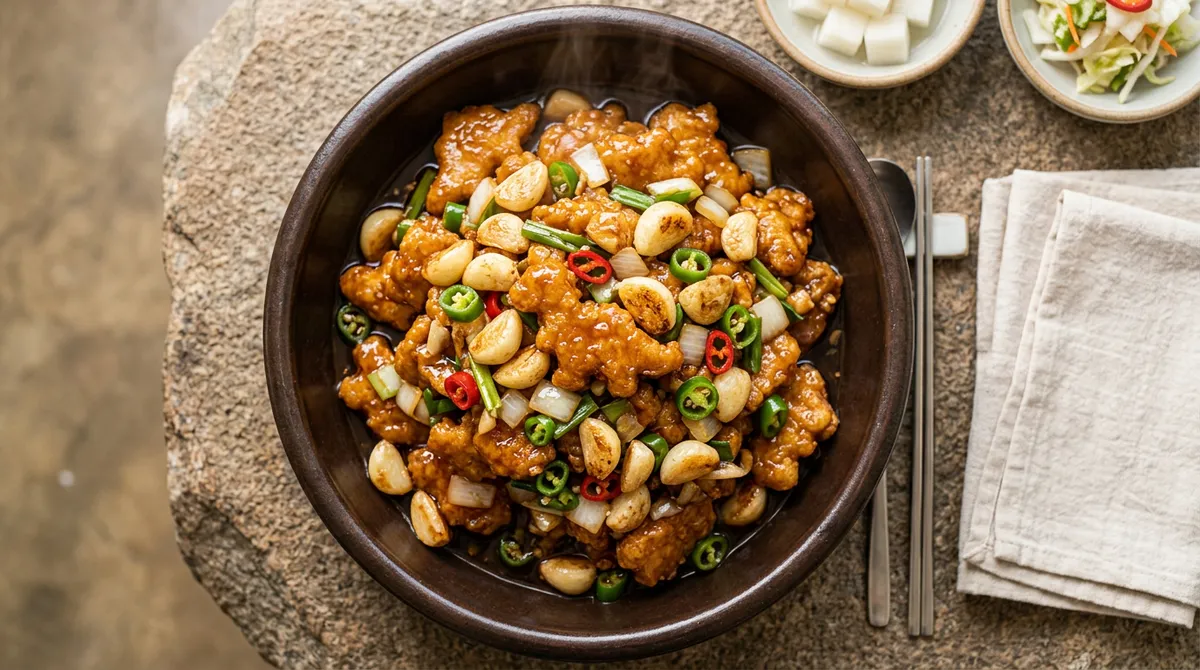 깐풍 치킨너겟, 마늘 노릇하게 볶는 게 핵심이에요
