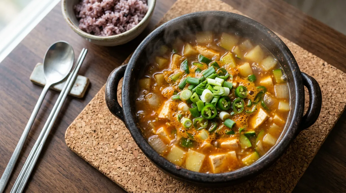 된장순두부찌개, 집된장 체에 걸러 풀었더니 국물이 훨씬 맑고 깔끔해요