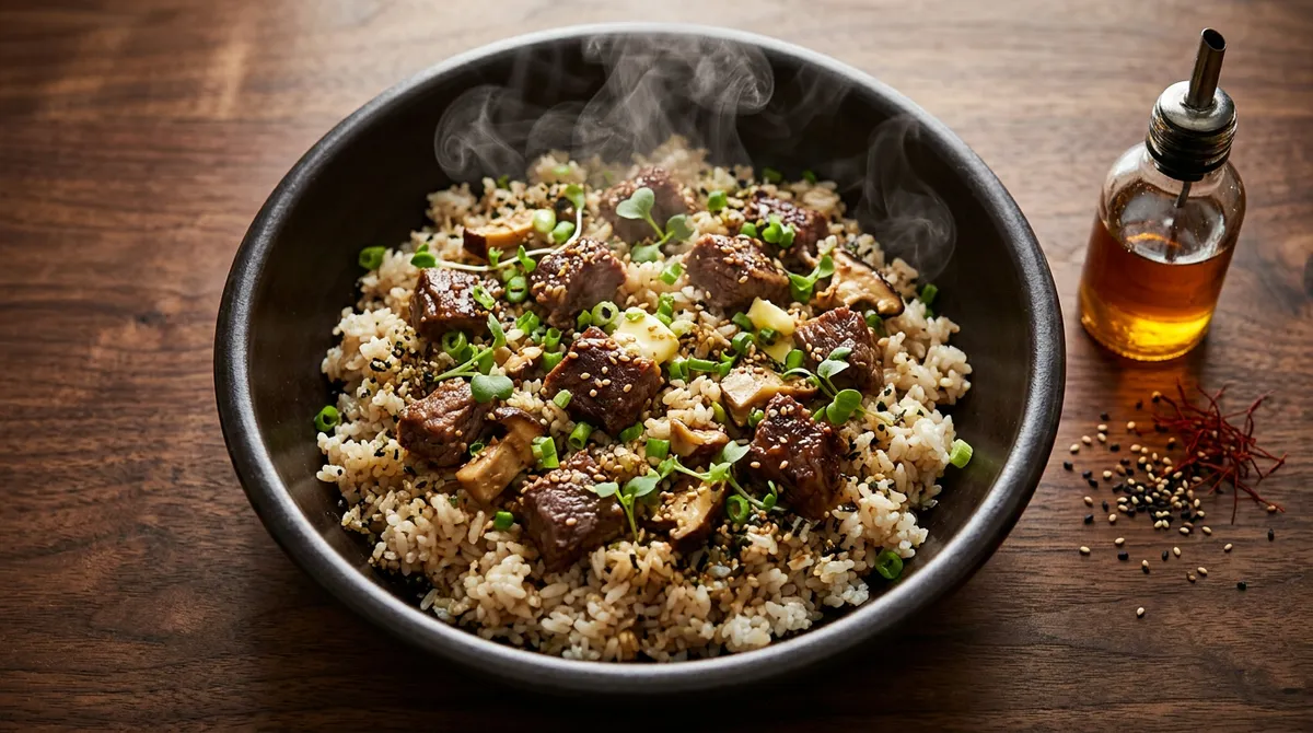 한우 솥밥, 포르치니 불린 물로 지으면 국물 맛이 완전 달라요