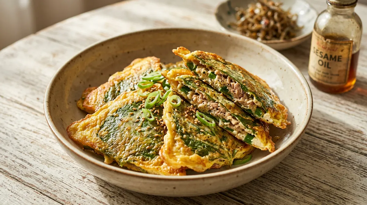 삼각 깻잎전, 참치랑 두부 섞어서 만드니까 속이 꽉 차요