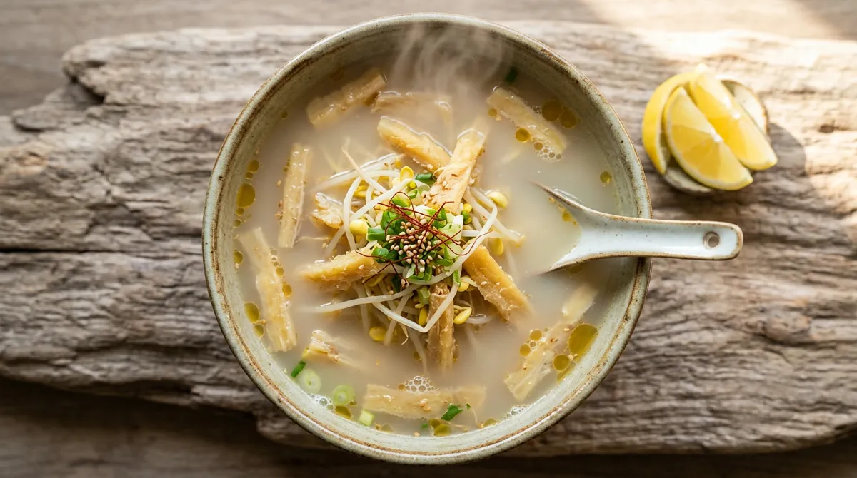 Dried Pollock Soup - Stir-Frying in Perilla Oil and Pouring Broth Creates a Milky White Soup