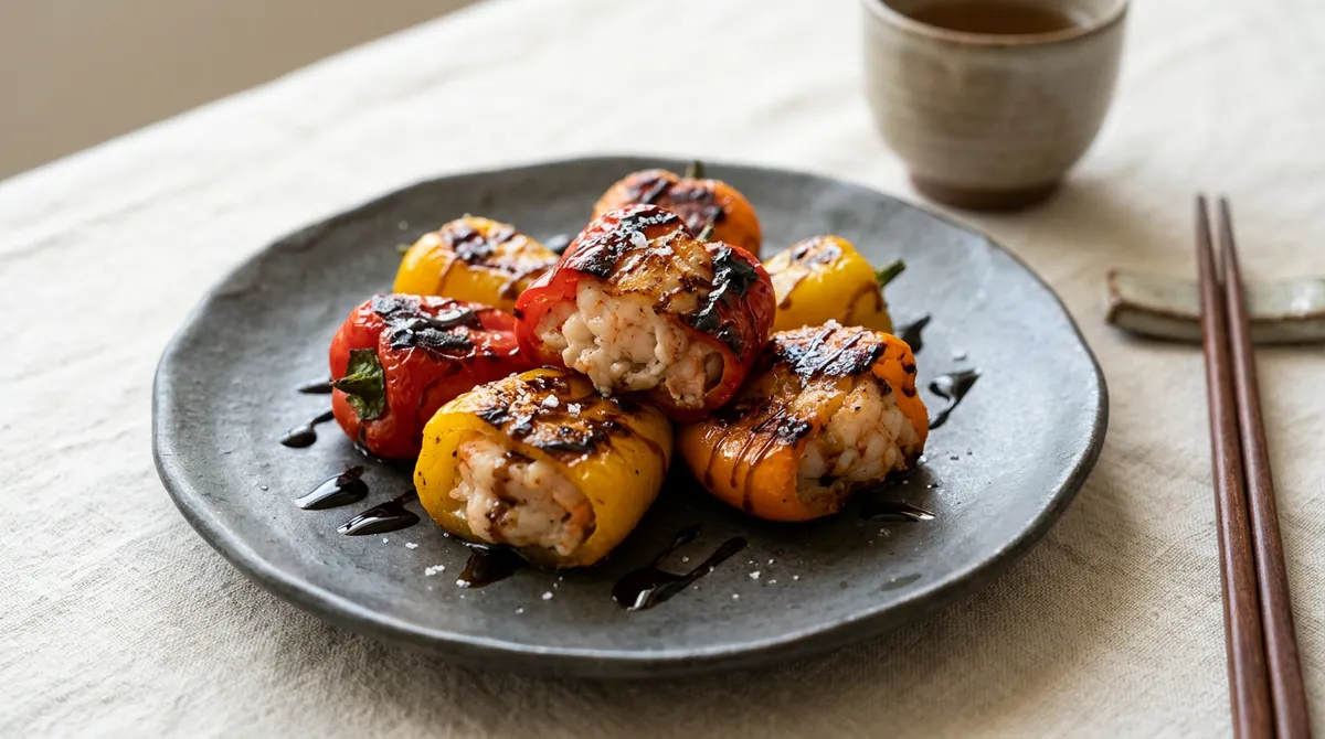 Grilled Shrimp-Stuffed Peppers, Just a Drop of Balsamic Makes All the Difference