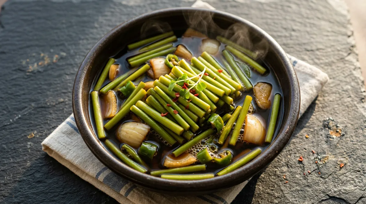 마늘쫑 장아찌, 뜨거운 장물 그대로 부으면 아삭함이 살아요