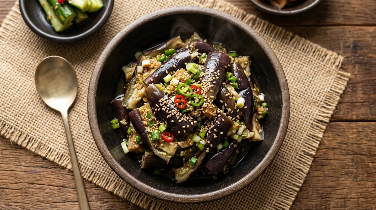 가지 5분 쪄서 찢어 무쳤더니 기름 없이도 정말 맛있었어요