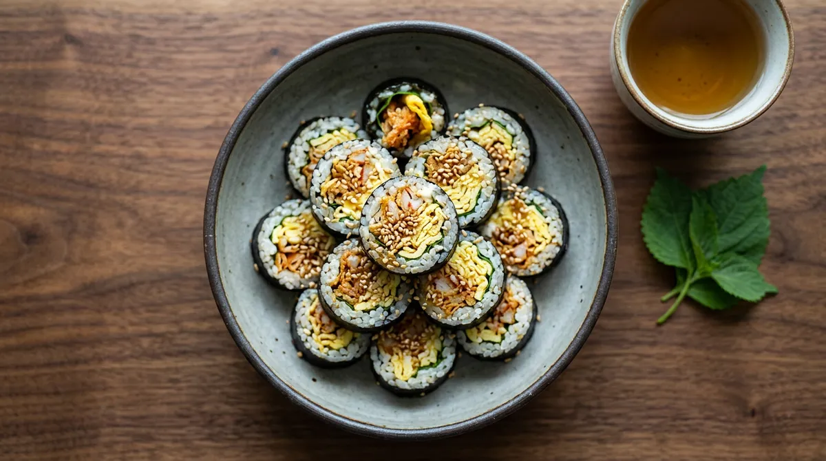 계란김밥, 게맛살 튀겨서 넣으니까 식감이 완전 달라요