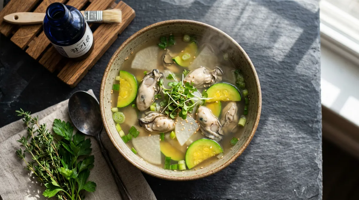 Oyster Soup, Boiled in Kelp Broth for a Truly Refreshing Flavor