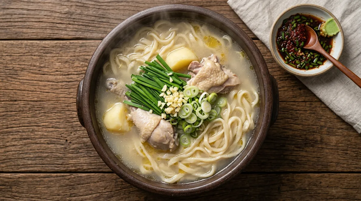 닭한마리 칼국수, 30분 천천히 끓이니까 국물이 맑으면서 진해요