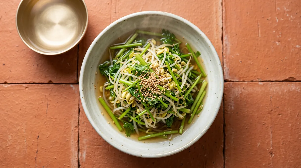 Mung Bean Sprout and Water Parsley Salad – Steam Instead of Blanching to Prevent Excess Water