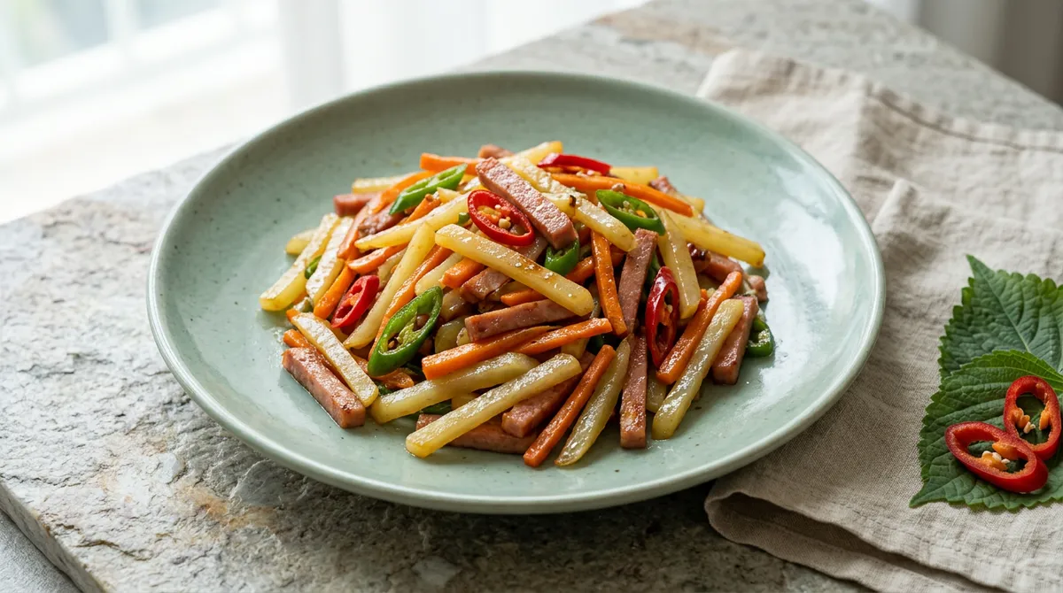 Spam and Shredded Potato Stir-fry