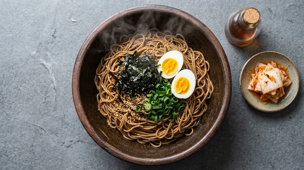 메밀막국수, 들기름에 먼저 비벼두니까 면이 안 불고 고소해요