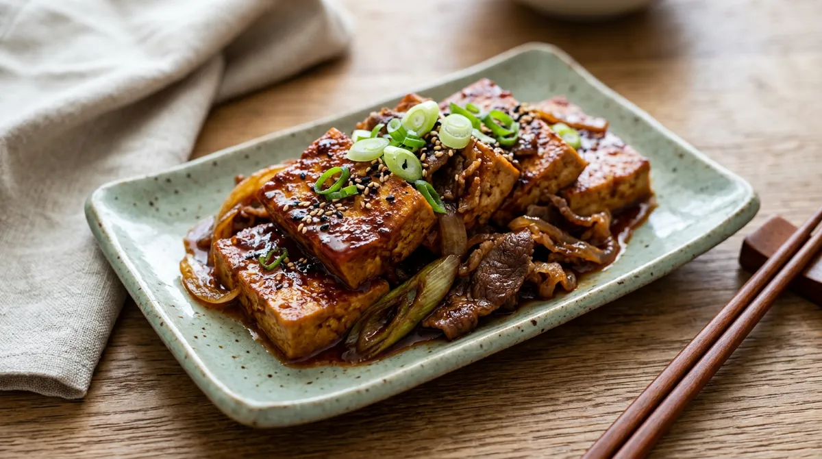 두부조림, 우삼겹이랑 같이 조리면 소스가 두부에 쫙 배어서 맛이 배로 올라가요