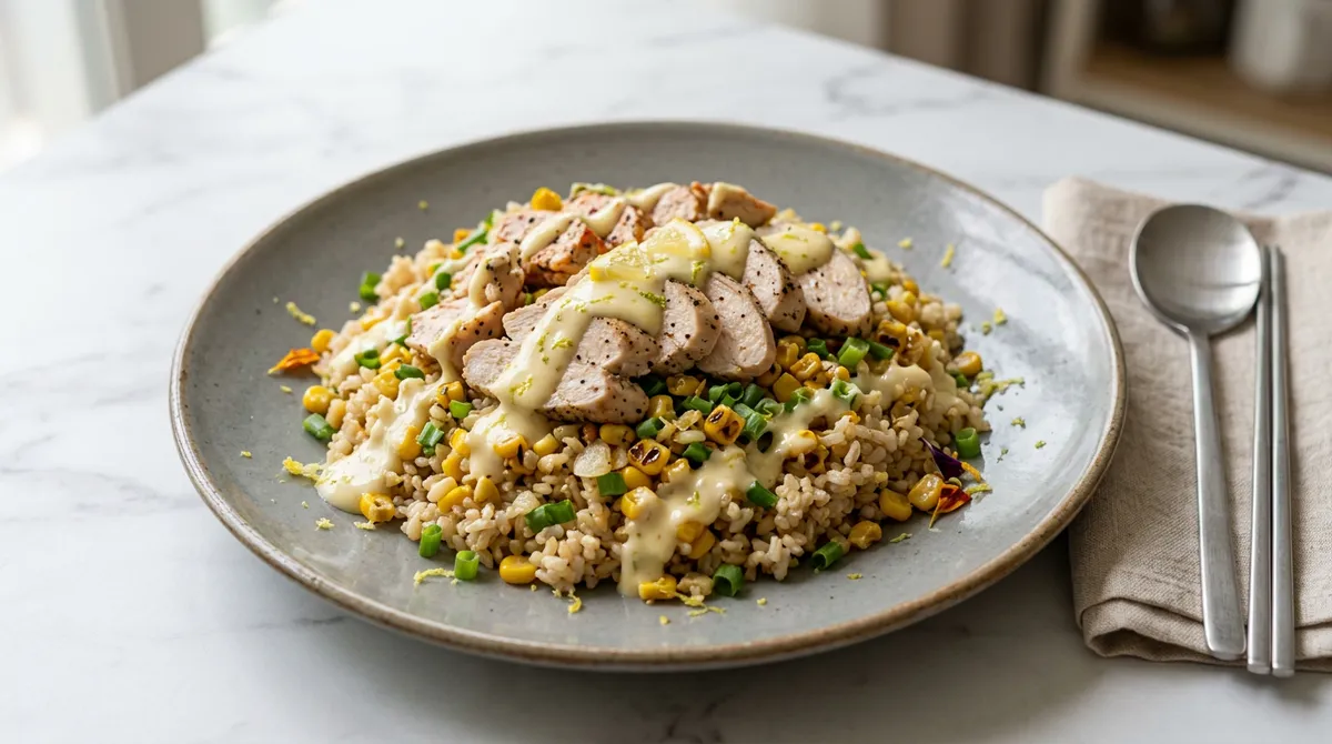 Chicken Breast Fried Rice - Drizzle Lemon Mayo Sauce and Wonder If This Is Really Diet Food