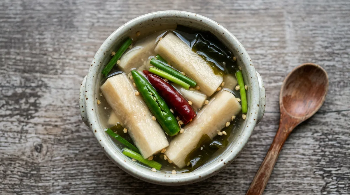Dongchimi Radish Kimchi - Blended Pear and Garlic Plus a Cup of Soju Brings the Flavor Alive