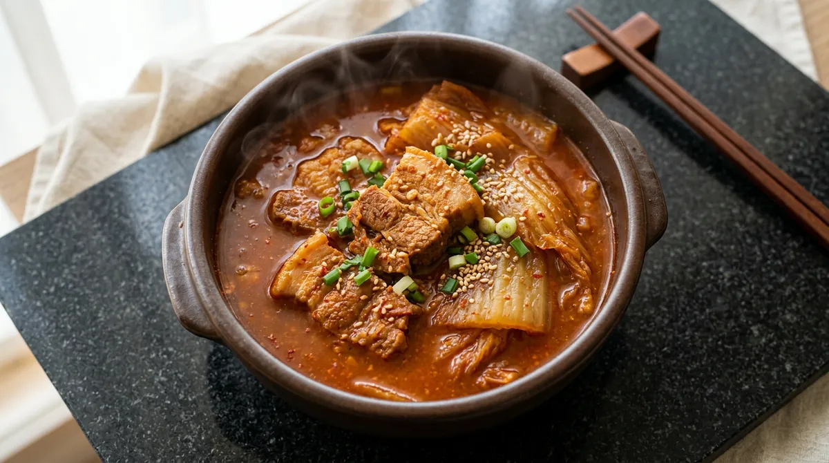 Kimchi Jjim - Rich Broth from Rendering Pork Fat Before Braising Kimchi