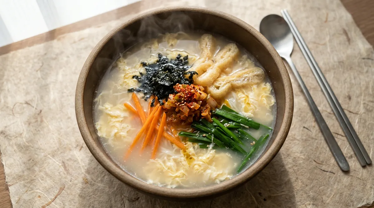 Janchi Guksu Broth - Silky Smooth with Egg Stirred In