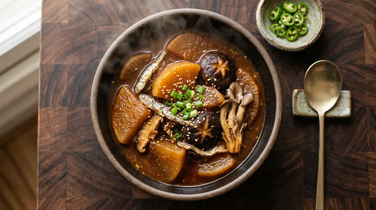 Braised Radish - Anchovy and Shiitake Mushroom Broth Adds Deep Flavor