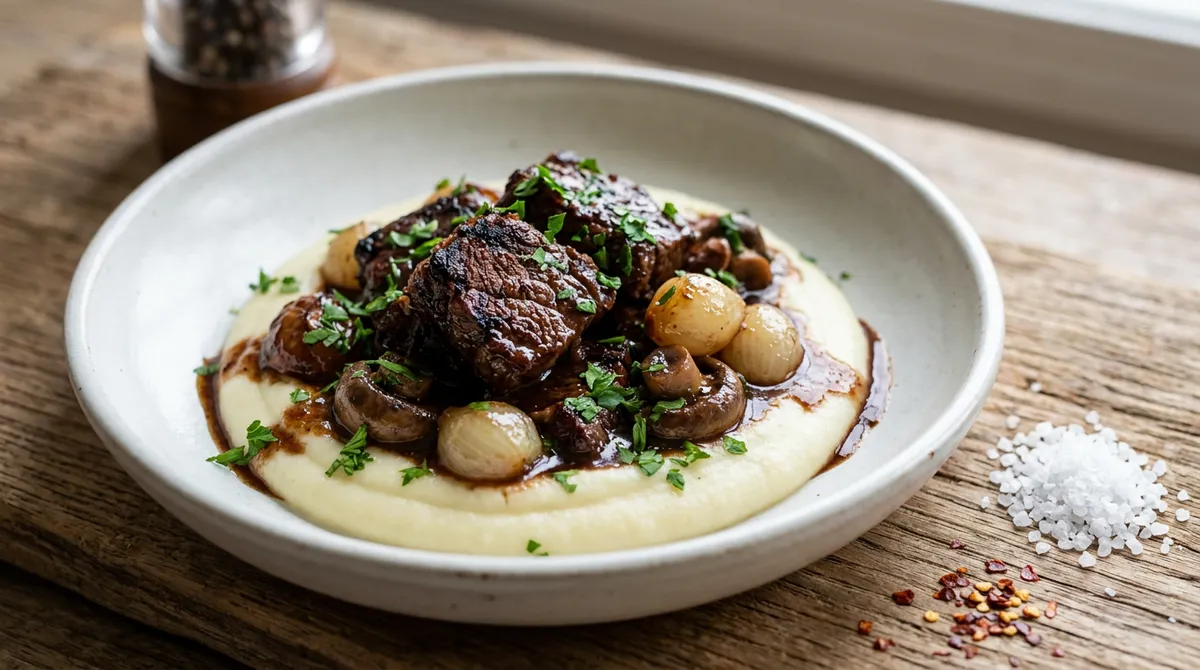 Beef Bourguignon - Sear the Short Rib with Maillard Reaction and Braise in Red Wine for Two Hours Until the Meat Melts
