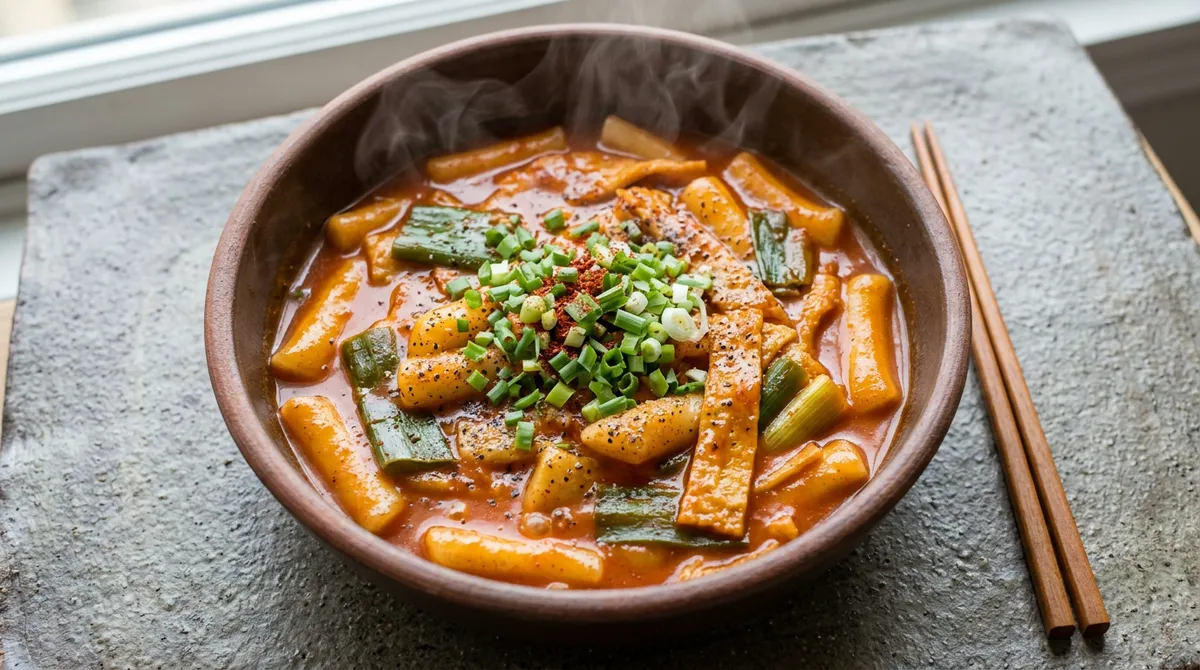 옛날 떡볶이, 찹쌀가루로 농도 잡으니까 소스가 딱 묻어요