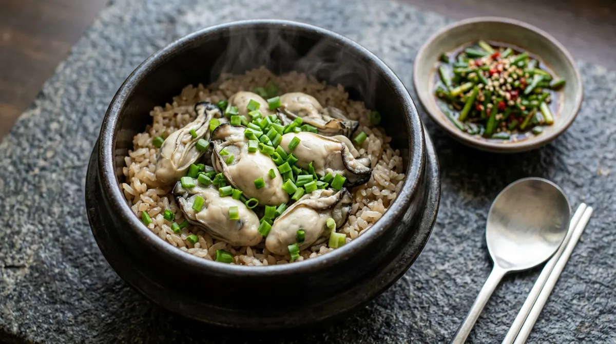 굴솥밥, 굴을 먼저 볶아서 육즙 남긴 채로 밥 지으니까 맛이 진해요