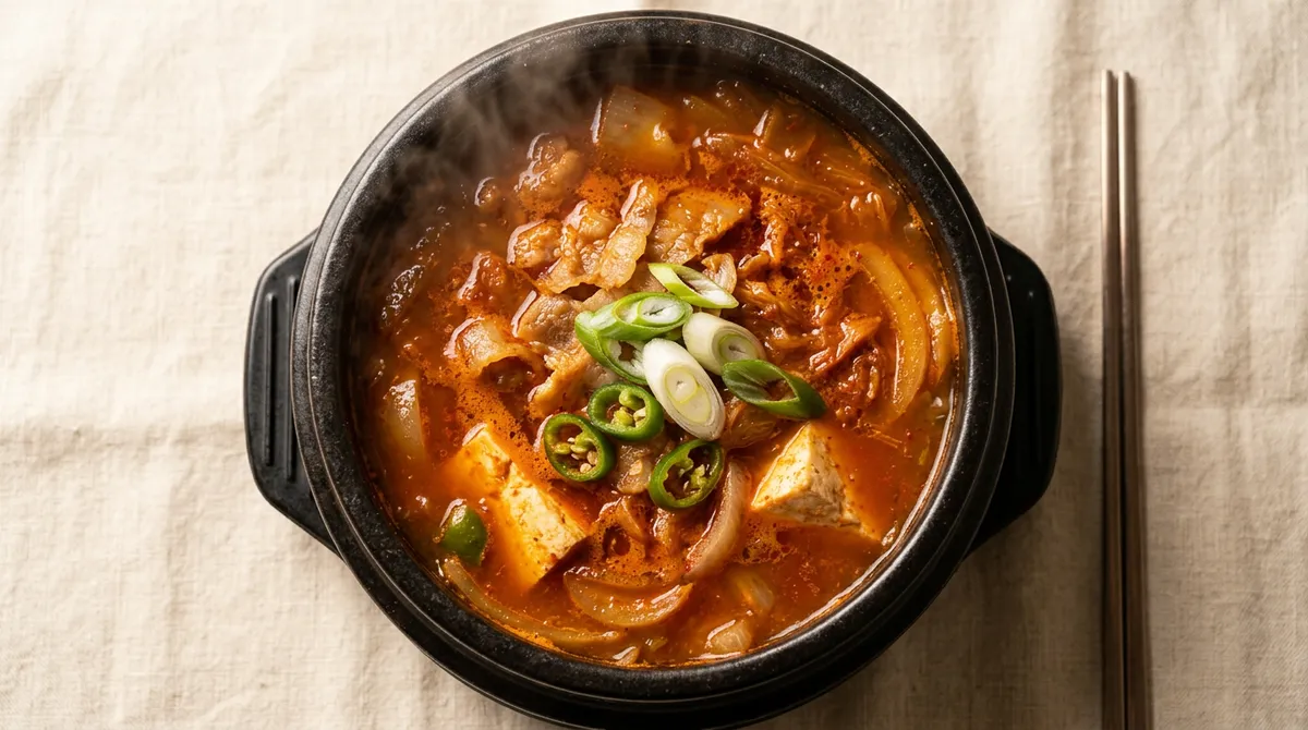 집 김치찌개, 물 두 번 나눠 넣으니까 국물이 진해요