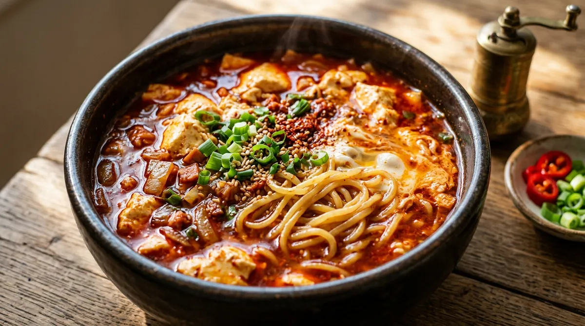 순두부쫄면, 뚝배기에서 파기름 내서 끓이면 완전 달라요