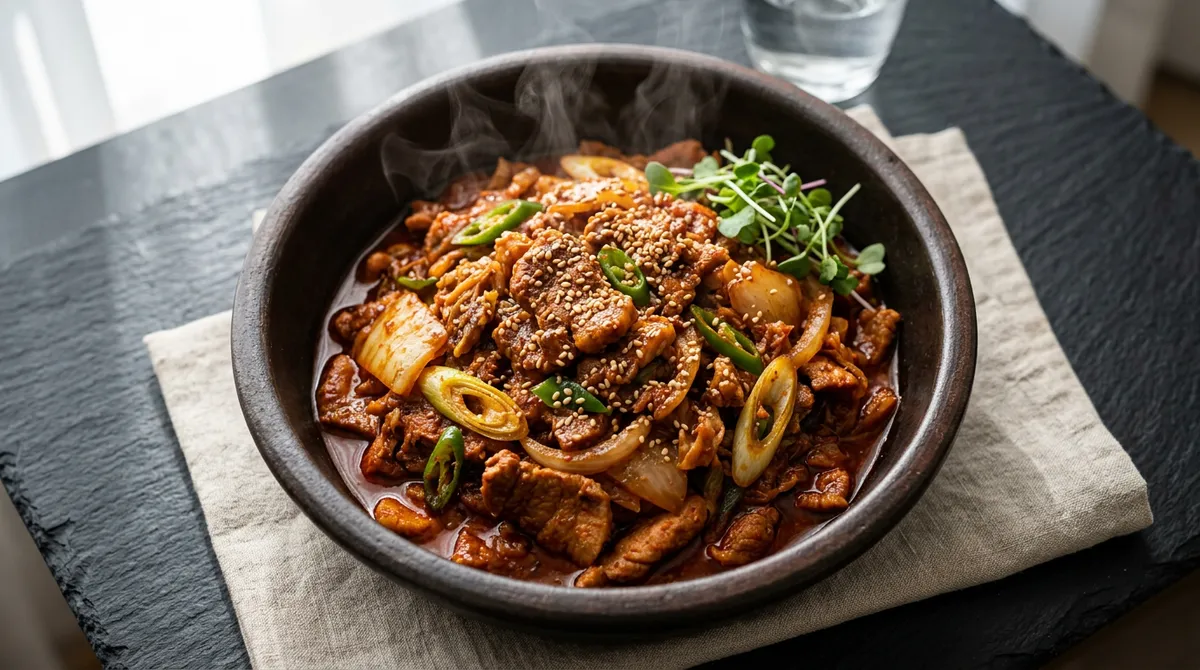 김치제육볶음, 고기 먼저 볶고 김치 넣으니까 육즙이 달라요