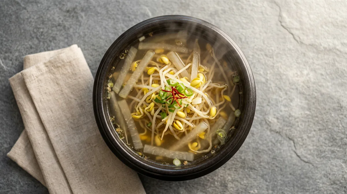 콩나물국, 무 먼저 자작하게 끓이면 국물이 달달해요
