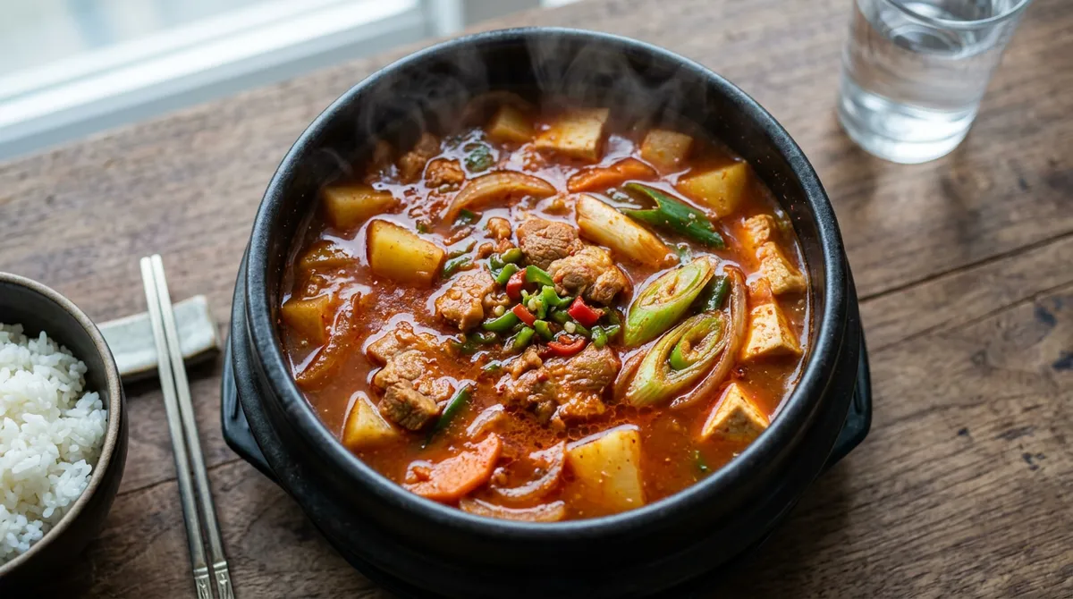 고추장찌개, 고기 먼저 조린 다음 감자 넣으면 국물이 깊어요