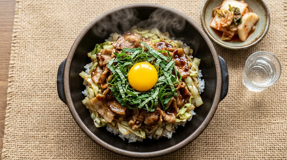 대패삼겹 덮밥, 이자카야 직원한테 배웠는데 노른자 꼭 올려야 해요