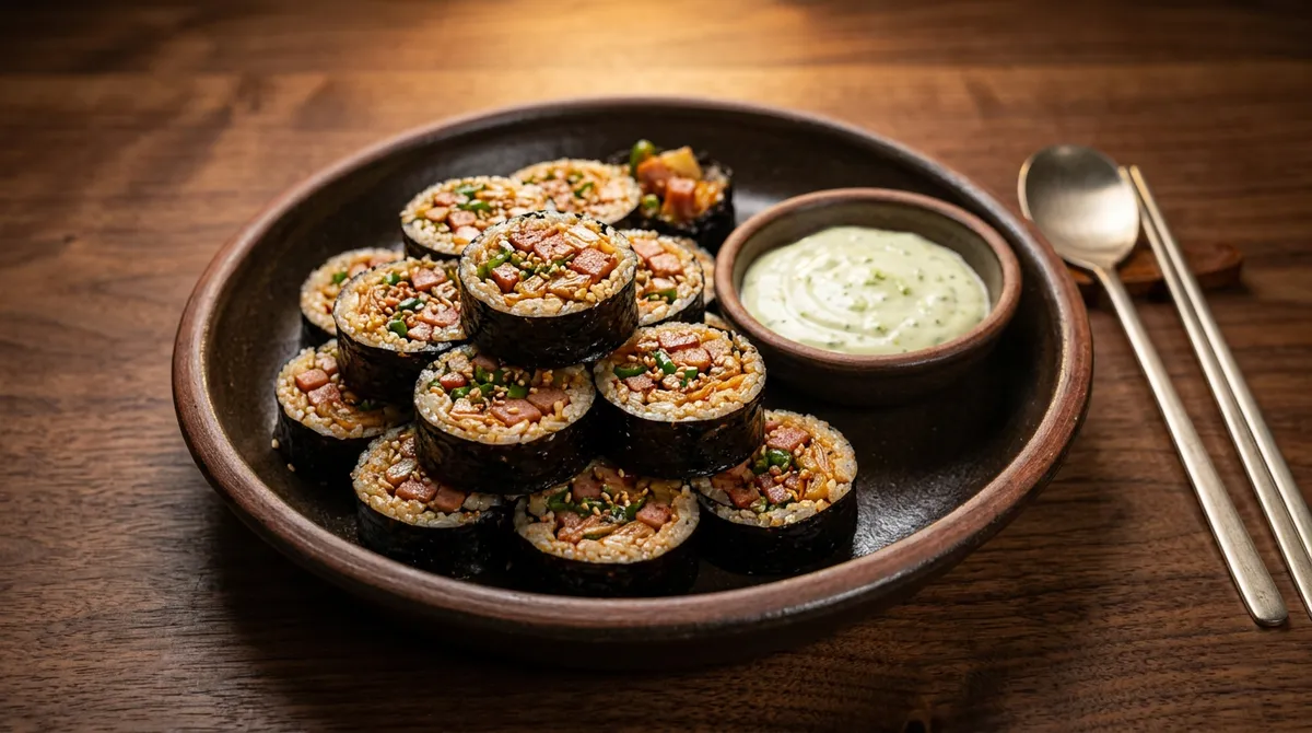 스팸 땡초김밥, 와사비마요에 찍어 먹으면 진짜 극락이에요