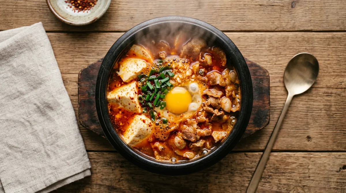 대패삼겹 순두부찌개, 삼겹 90% 이상 익혀야 잡내 없어요