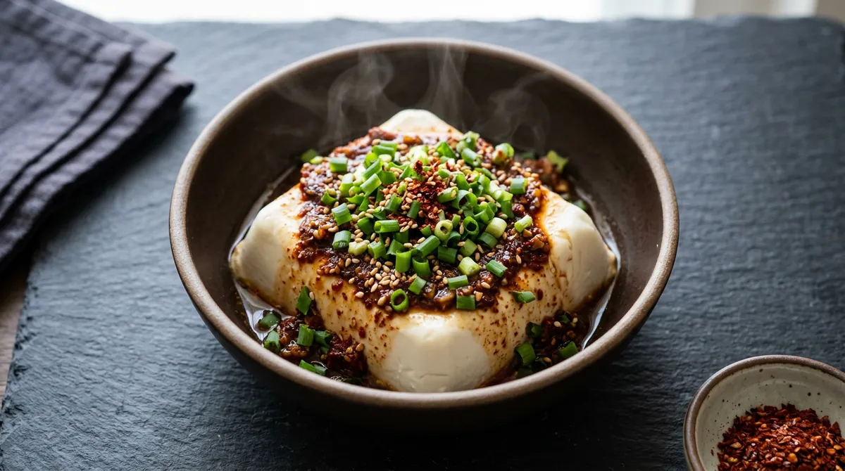 Soft Tofu with Seasoning Sauce, A Little Vinegar Balances the Flavor