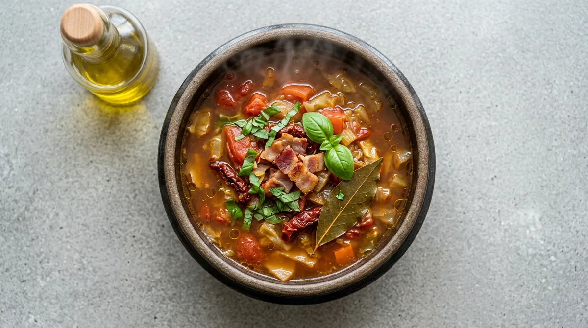 마녀스프, 썬드라이 토마토에 베이컨까지 넣으니까 국물이 훨씬 진해요