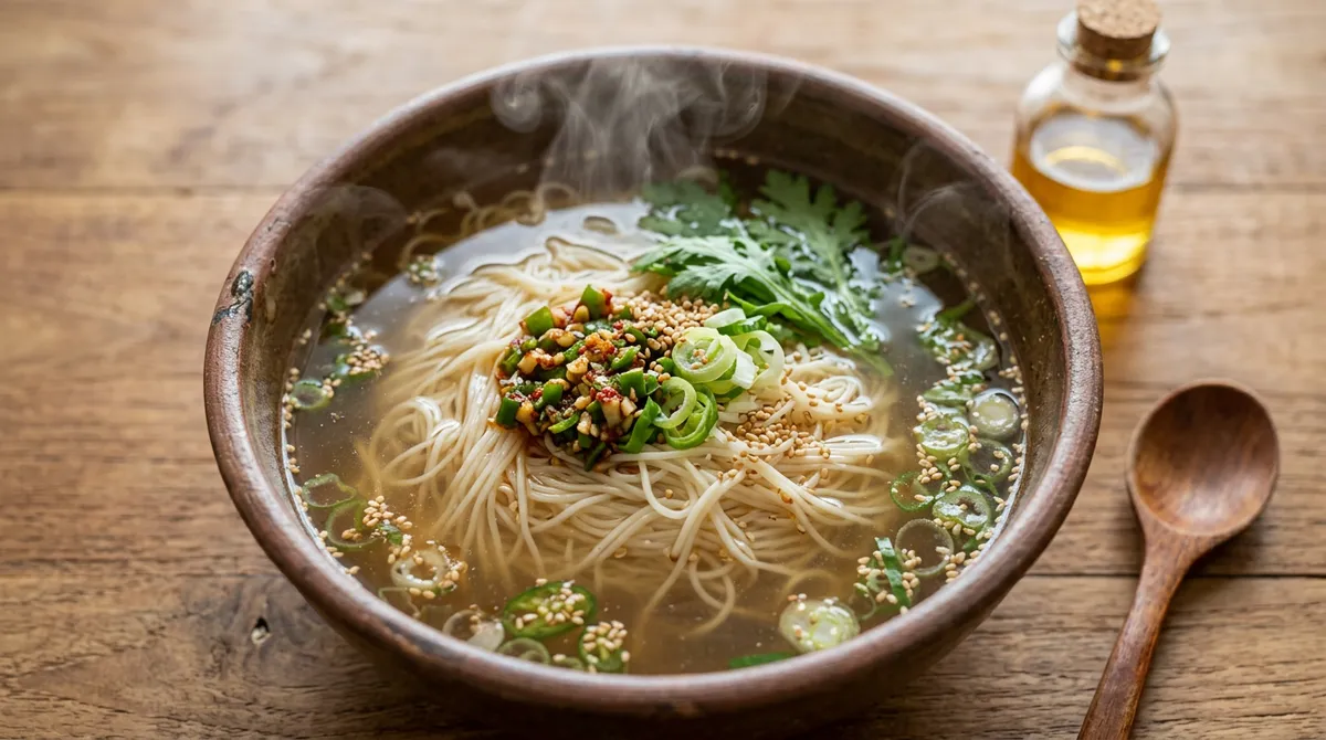 Banquet Noodles, Simmering Green Onion in Anchovy Broth Makes It Fresh Without Fishiness