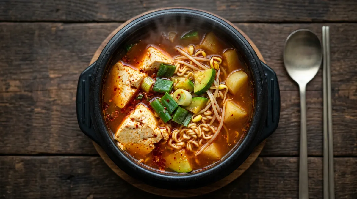 Soft Tofu and Spicy Ramen Stew, Stir-frying the Pepper Powder First Really Brightens the Broth Color