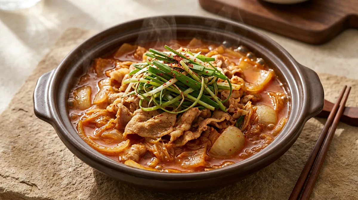 김치두루치기, 파채 절반 볶고 나머지 올리니까 식감이 달라요