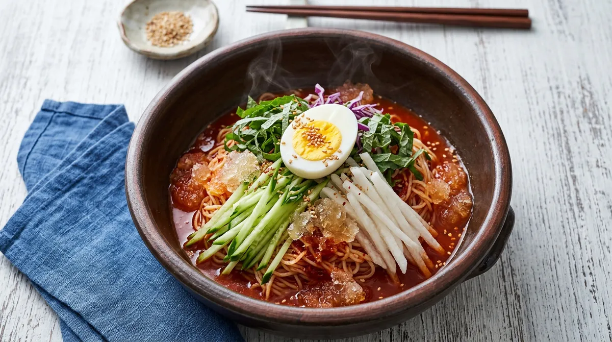 Bibim Noodles - Adding Frozen Dongchimi Broth Makes Them Even More Refreshing