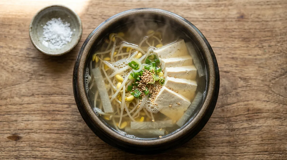 Bean Sprout Tofu Soup - Adding Salted Shrimp Brine Deepens the Broth Flavor