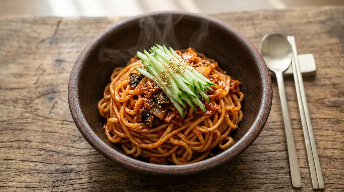 Kimchi Bibim Noodles - Adding Kimchi Juice to the Sauce Makes a Big Difference