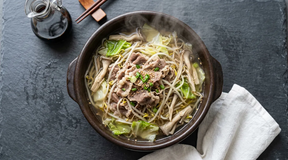 우삼겹 숙주찜, 뚜껑 덮고 10분이면 진짜 끝나요