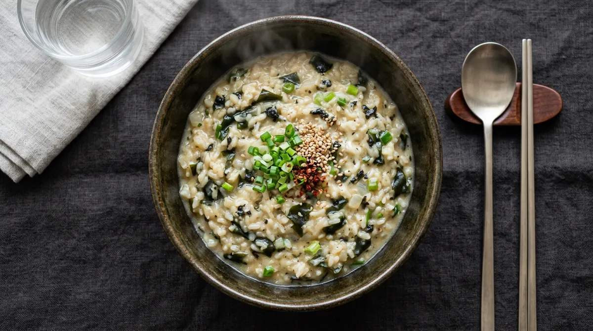 미역국 라면으로 리조또 만들었는데, 이게 더 맛있었어요